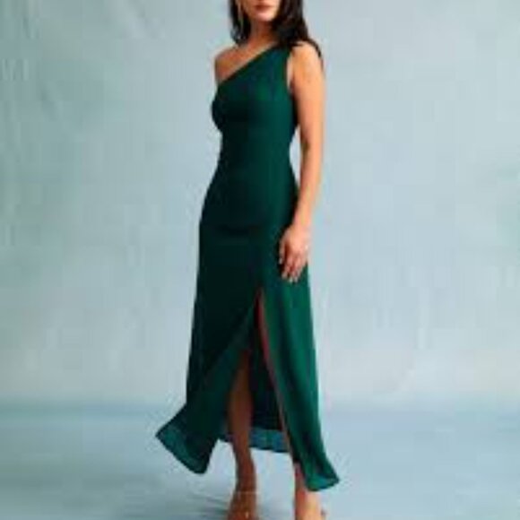 Rihoas Green One Shoulder Sleeveless Maxi Dress Size S NWT - Picture 1 of 14